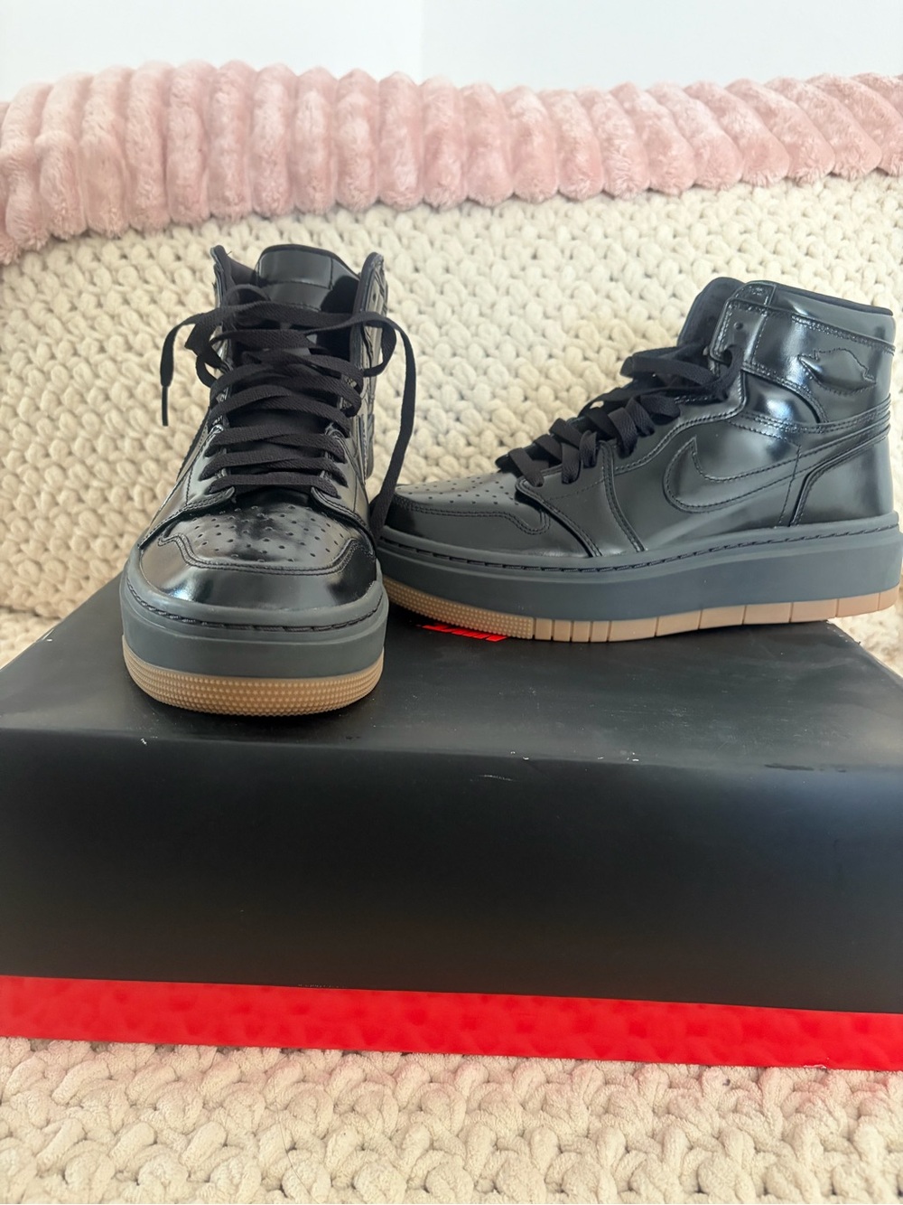 Black High-Top Sneakers with Gum Sole